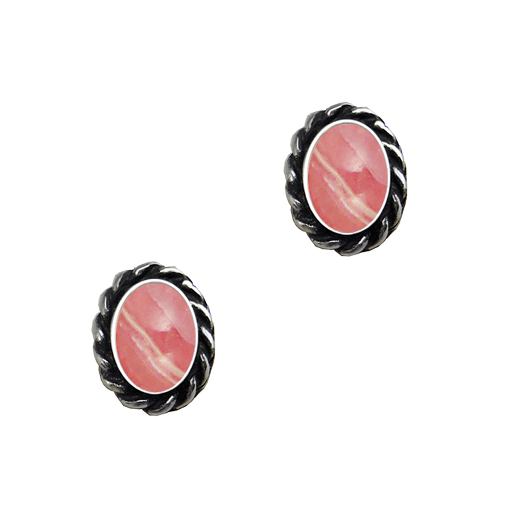 Sterling Silver Rhodocrosite Post Stud Earrings